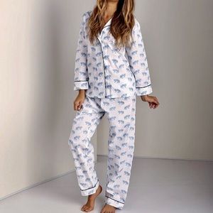 MARIGOT LORIENT BLOCK PRINT LONG PJ SET LEOPARD
